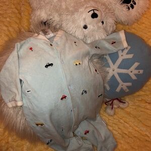 Just in Soft blue warm one piece baby set with car designs from Little Me